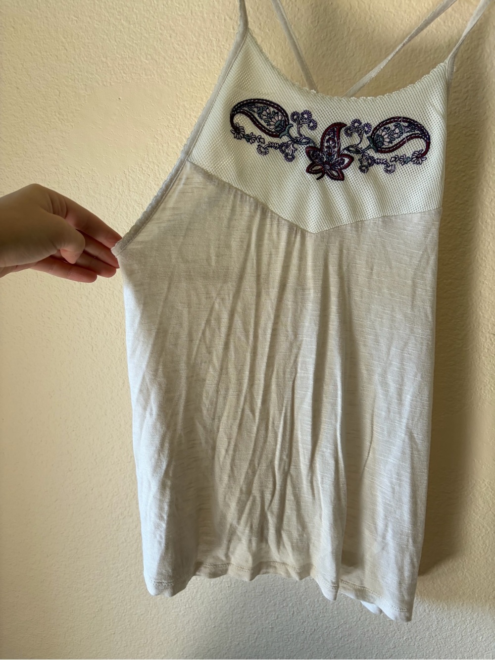 Harlow Y2K Paisley Embroidered Flowy Cami Tank Top Boho Fairycore Cottagecore - Picture 3 of 8